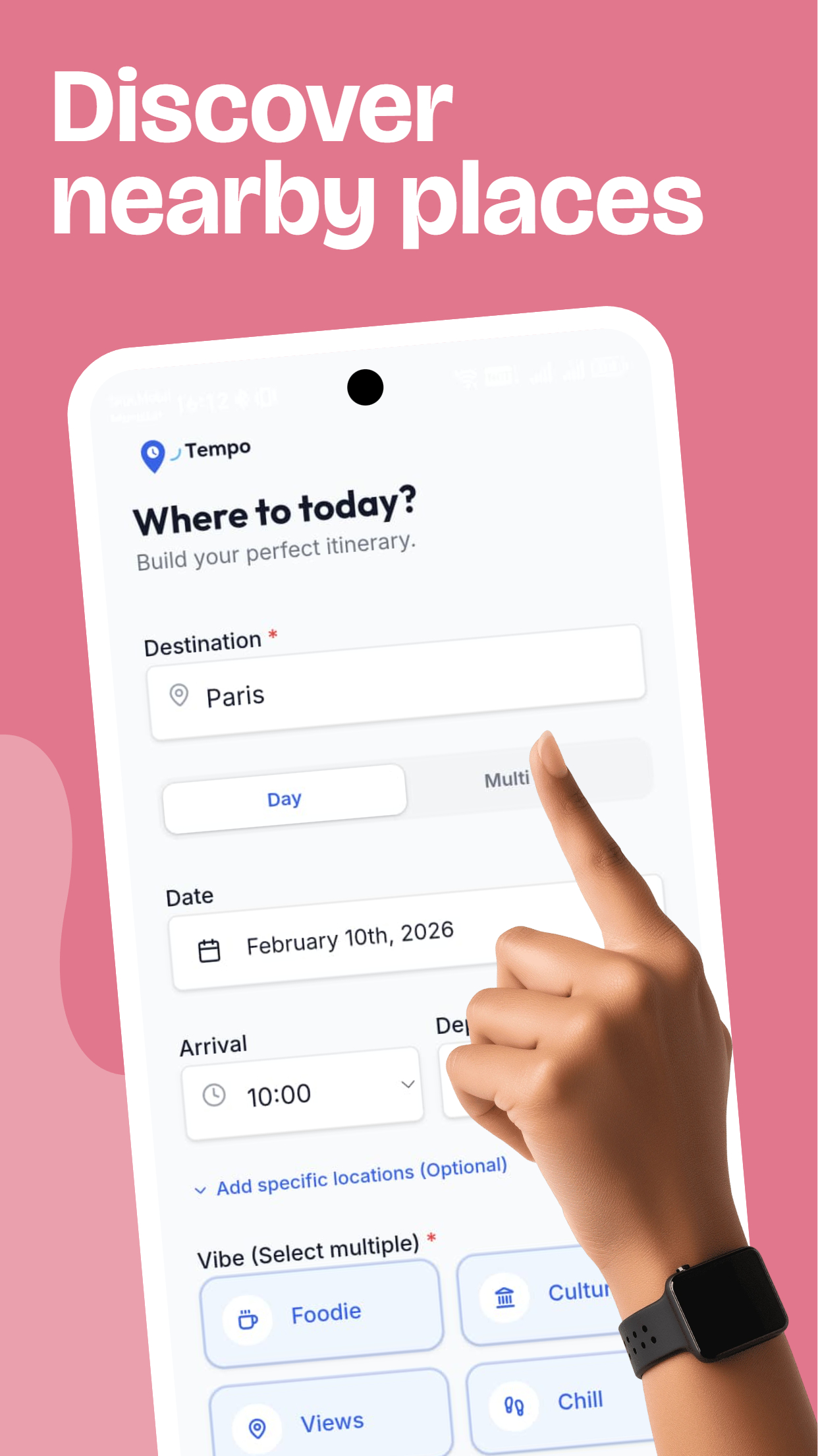 Discover nearby places with vibe selection